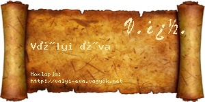 Vályi Éva névjegykártya