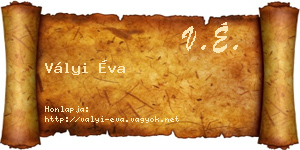 Vályi Éva névjegykártya
